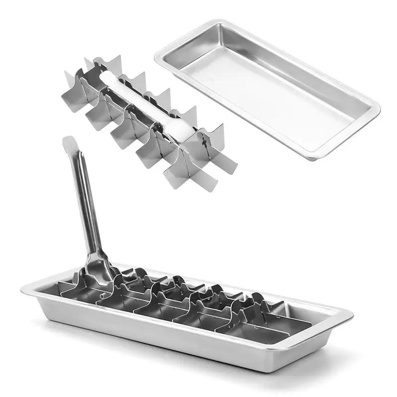 Stainless Steel Ice Cube Tray Stainless Steel Ice Cube Maker Freezer Square Ice Cube Mold tool Making for Milk and Drink Cooling